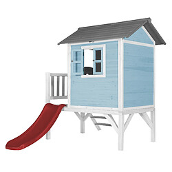 Avis AXI Maison Enfant Beach Lodge XL en Bleu avec Toboggan en Rouge | Maison de Jeux en Bois FFC pour Les Enfants | Maisonnette / Cabane de Jeu pour Le Jardin