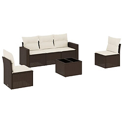 vidaXL Salon de jardin avec coussins 6 pcs marron résine tressée