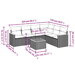 Acheter vidaXL Salon de jardin 7 pcs avec coussins noir résine tressée