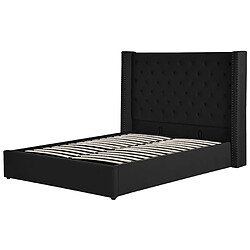 Beliani Lit avec coffre en velours noir 160 x 200 cm LUBBON pas cher