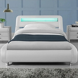 Acheter Meubler Design Lit Led Design Julio Blanc 90cm Avec Matelas Romance