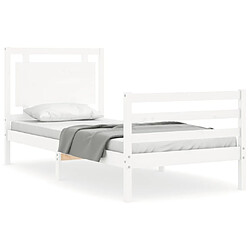 Maison Chic Cadre/structure de lit avec tête de lit pour adulte - Lit Moderne Chambre blanc petit simple bois massif -MN12709