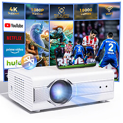 RAVAS Vidéoprojecteur 4K WiFi Bluetooth - Auto Focus - 25000 Lumens 5+2.4G WiFi - Projecteur Video 1080P Full HD Home Cinéma