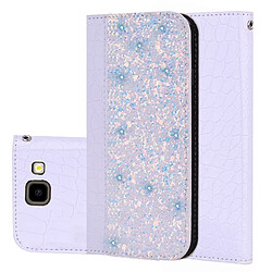 Wewoo Etui à rabat horizontal en cuir texturé glitter avec texture croco pour Galaxy J4 +, avec fentes pour cartes et support (Blanc)