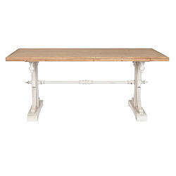 Pegane Table à manger, table de repas rectangulaire en bois coloris naturel, blanc - longueur 180 x profondeur 90 x Hauteur 76 cm