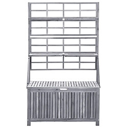 Helloshop26 Boîte de rangement avec treillis 99 x 55 x 160cm acacia solide gris 02_0012997