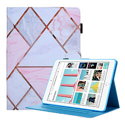 Etui en PU Impression de motifs avec support et porte-carte Rose/Violet clair pour votre Apple iPad 9.7 pouces (2018/2017)/Air 2/Air (2013)