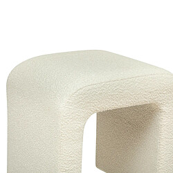 Pegane Pouf en bouclette, tabouret bouclette en MDF/polyester coloris blanc - Longueur 41 x Profondeur 35.5 x Hauteur 43 cm