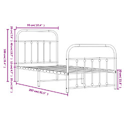 vidaXL Cadre de lit métal sans matelas avec pied de lit blanc 90x200cm pas cher