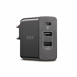 Lvsun Station de Recharge Ultra-Rapide 45 Watts 2 Ports USB-A et 1 Port USB-C PD 3.0 et QC 3.0