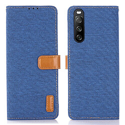 Etui en PU Tissu Jeans avec support bleu pour votre Sony Xperia 10 III