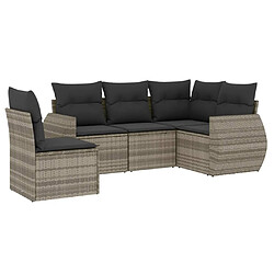 vidaXL Salon de jardin 5 pcs avec coussins gris clair résine tressée