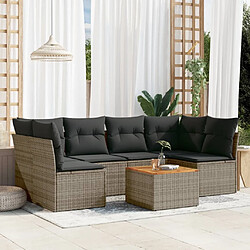 Maison Chic Salon de jardin avec coussins 7 pcs | Ensemble de Table et chaises | Mobilier d'Extérieur gris résine tressée -GKD51513