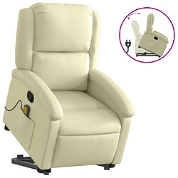 vidaXL Fauteuil inclinable crème cuir véritable