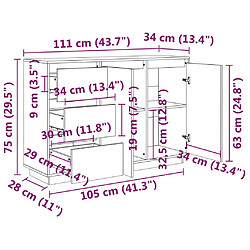 vidaXL Buffet 111x34x75 cm Bois massif de pin pas cher