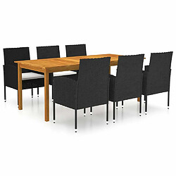 Salle à manger de jardin 7 pcs,Table et chaise à dîner Noir -MN15806