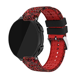 Bracelet en silicone motif imprimé souple rouge/noir pour votre Garmin Forerunner 220/230/235/620/63