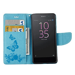 Acheter Wewoo Housse Étui bleu pour Sony Xperia E5 Papillons Gaufrage en cuir Flip horizontale avec support et Slots de cartes Portefeuille & Longe