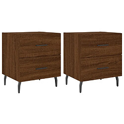 Maison Chic Lot de 2 Tables de chevet,Table de nuit,Table d'appoint pour salon chêne marron 40x35x47,5 cm -MN63019