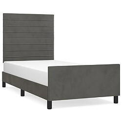 Maison Chic Lit adulte - Cadre Structure de lit avec tête de lit Contemporain Gris foncé 90x190 cm Velours -MN69527