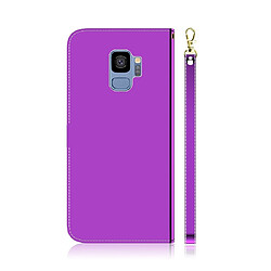 Avis Wewoo Coque Etui à rabat en surface imitation miroir pour Galaxy S9 avec porte-cartes et emplacements cartes ainsi que portefeuille et lanière violet