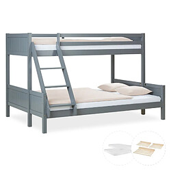 Homestyle4U Lit superposé pour 2 enfants - 90 x 200 cm 140 x 200 cm - matelas inclus