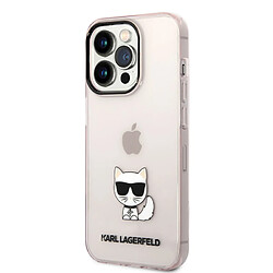 Karl Lagerfeld Coque arrière Choupette Transparent Rose en TPU pour iPhone 14 Pro Max