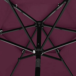 Acheter vidaXL Parasol de jardin à 3 niveaux mât en aluminium rouge bordeaux