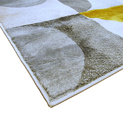 Avis Thedecofactory MODERN - Tapis motifs arcs de cercle et carrés gris, jaune et crème 133x170