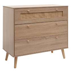 Acheter Decoshop26 Commode avec 3 tiroirs buffet en kubu bois de rotin mélamine 78x80x39 cm aspect chêne 04_0006540