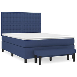 vidaXL Sommier à lattes de lit avec matelas Bleu 140x190 cm Tissu