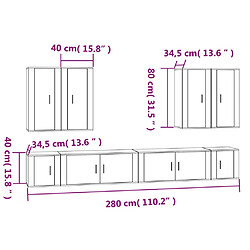 vidaXL Ensemble de meubles TV 8 pcs Blanc brillant Bois d'ingénierie pas cher