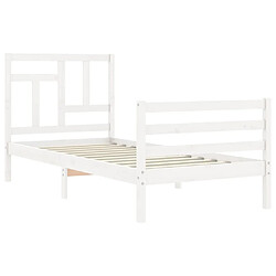 Maison Chic Cadre/structure de lit avec tête de lit pour adulte - Lit Moderne Chambre blanc simple bois massif -MN78835 pas cher