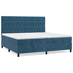 vidaXL Sommier à lattes de lit et matelas Bleu foncé 200x200cm Velours