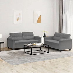 Maison Chic Ensemble de canapés 2 pcs coussins, Canapé droit Sofa pour Salon gris foncé tissu microfibre -GKD815073