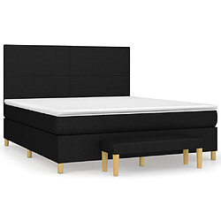 vidaXL Sommier à lattes de lit avec matelas Noir 180x200 cm Tissu