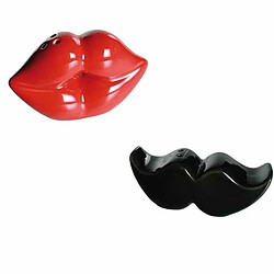 Totalcadeau Salière et poivrière bouche et moustache sel et poivre