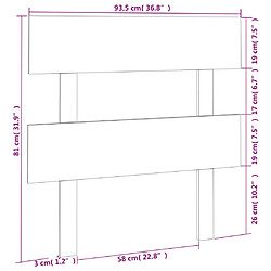 vidaXL Tête de lit Noir 93,5x3x81 cm Bois massif de pin pas cher