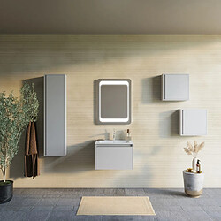 Kiamami Valentina GRIS CLAIR MAT 60CM ARMOIRE DE SALLE DE BAIN, LAVABO ET MIROIR 60X80 | MONACO pas cher