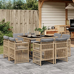 vidaXL Ensemble à manger de jardin et coussins 9 pcs mélange beige