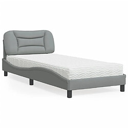 Vidaxl Lit avec matelas gris clair 80x200 cm tissu