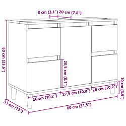 vidaXL Meuble d'évier chêne sonoma 80x33x60 cm bois d'ingénierie pas cher