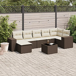 vidaXL Salon de jardin 8 pcs avec coussins marron résine tressée