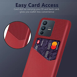 Coque en TPU + PU anti-griffes avec porte-carte, rouge pour votre Vivo S12/V23 5G