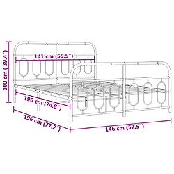 Vidaxl Cadre de lit métal avec tête de lit/pied de lit blanc 140x190cm pas cher