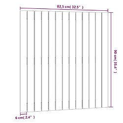 vidaXL Tête de lit murale Gris 82,5x3x90 cm Bois massif de pin pas cher