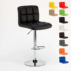 Superstool Tabouret pour bar cuisine fixe pivotant réglable avec dossier et repose-pied Atlanta, Couleur: Noir