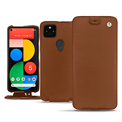 Housse cuir Google Pixel 5 - Rabat vertical - Marron ( Nappa - Pantone #8B4720 ) - NOREVE