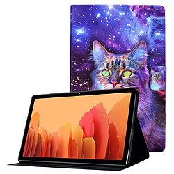 Etui en PU avec support et porte-cartes chat pour votre Samsung Galaxy Tab A7 10.4 (2020) SM-T500