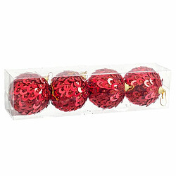 BigBuy Christmas Boules de Noël Rouge Plastique Polyfoam 8 x 8 x 8 cm (4 Unités)